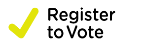yellow check mark beside the words register to vote